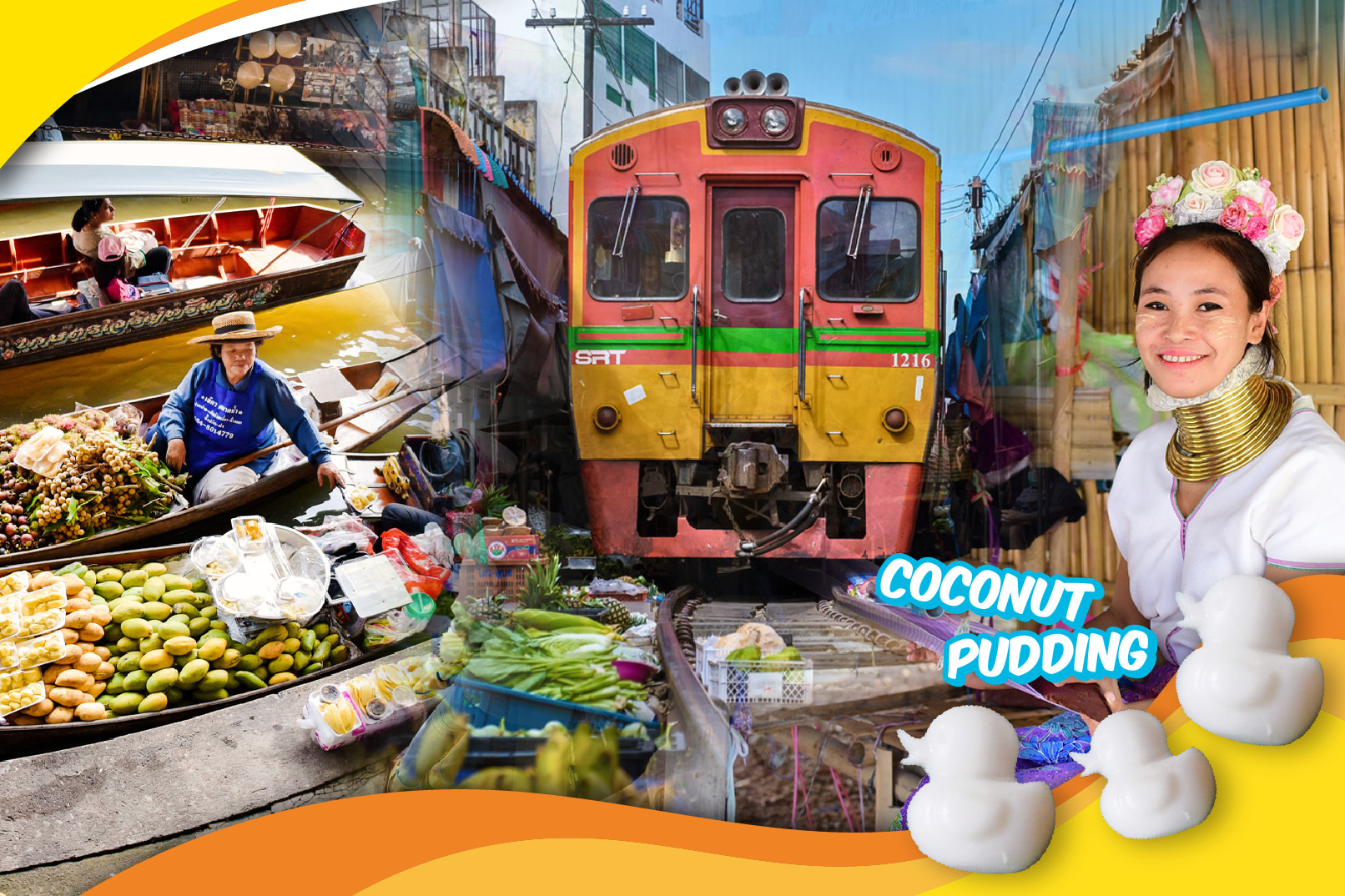 丹嫩莎朵水上市场＆美功铁道市场一日游（含椰子甜点）