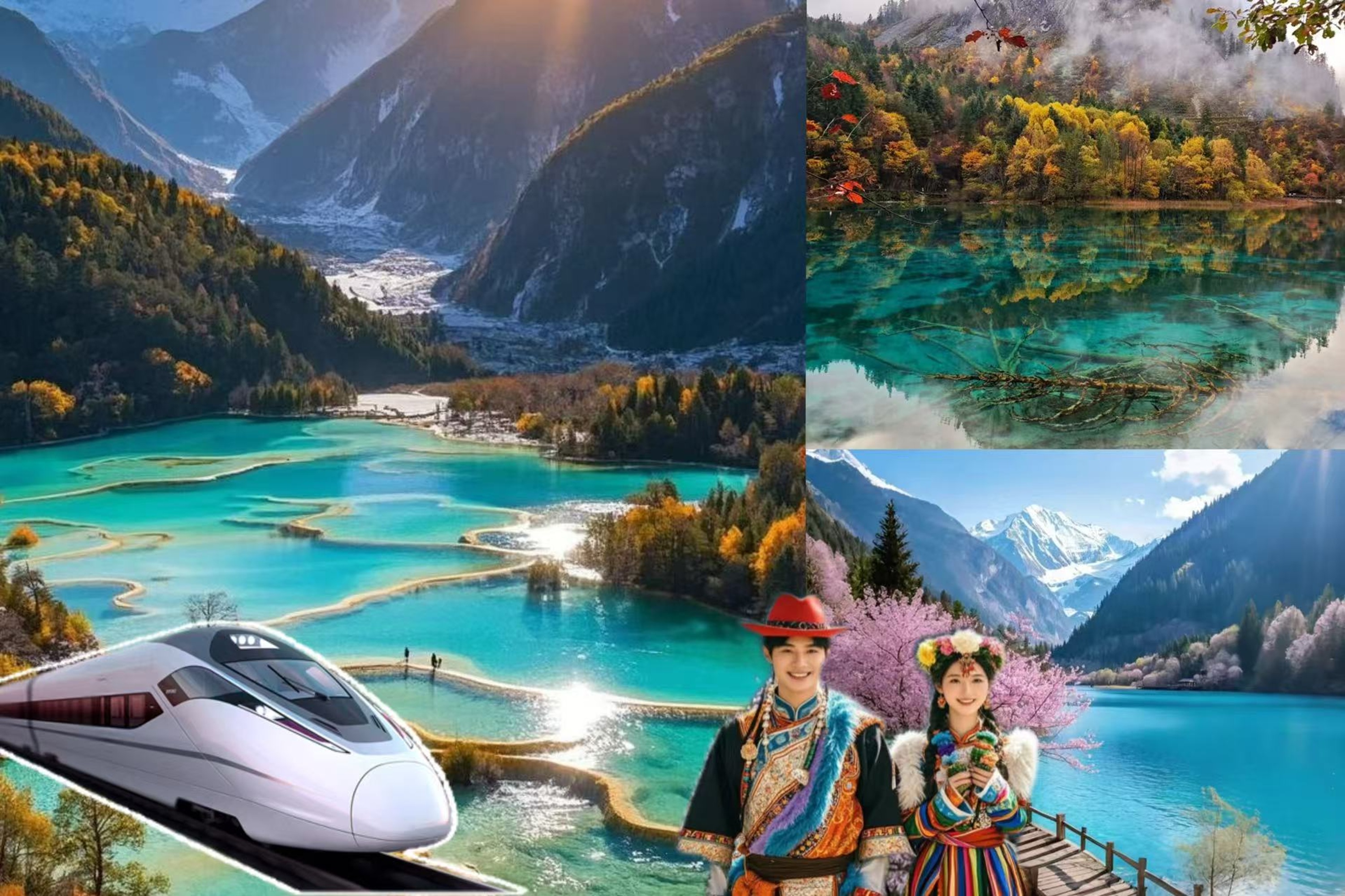 四川九寨黄龙动车往返2日高奢之旅（畅游绝美九寨沟+探秘黄龙仙境+动车专列+可选4钻/5钻酒店+赠送九寨沟旅拍+国家5A级景区+成都往返）