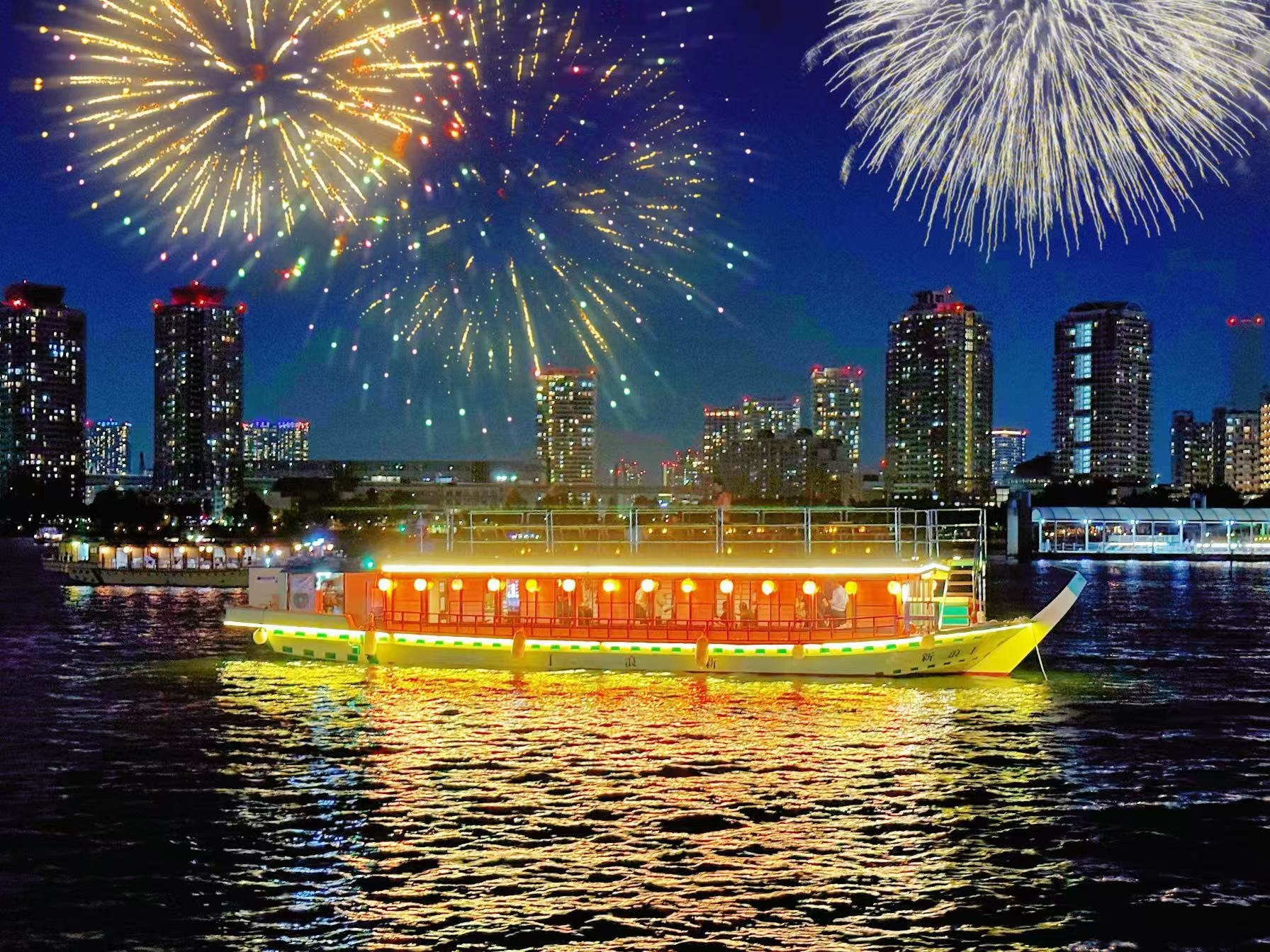 【第48回隅田川花火大会】屋形船观赏 & 和牛寿喜锅 & 传统日式表演 & 免费软饮 & 赠送小吃