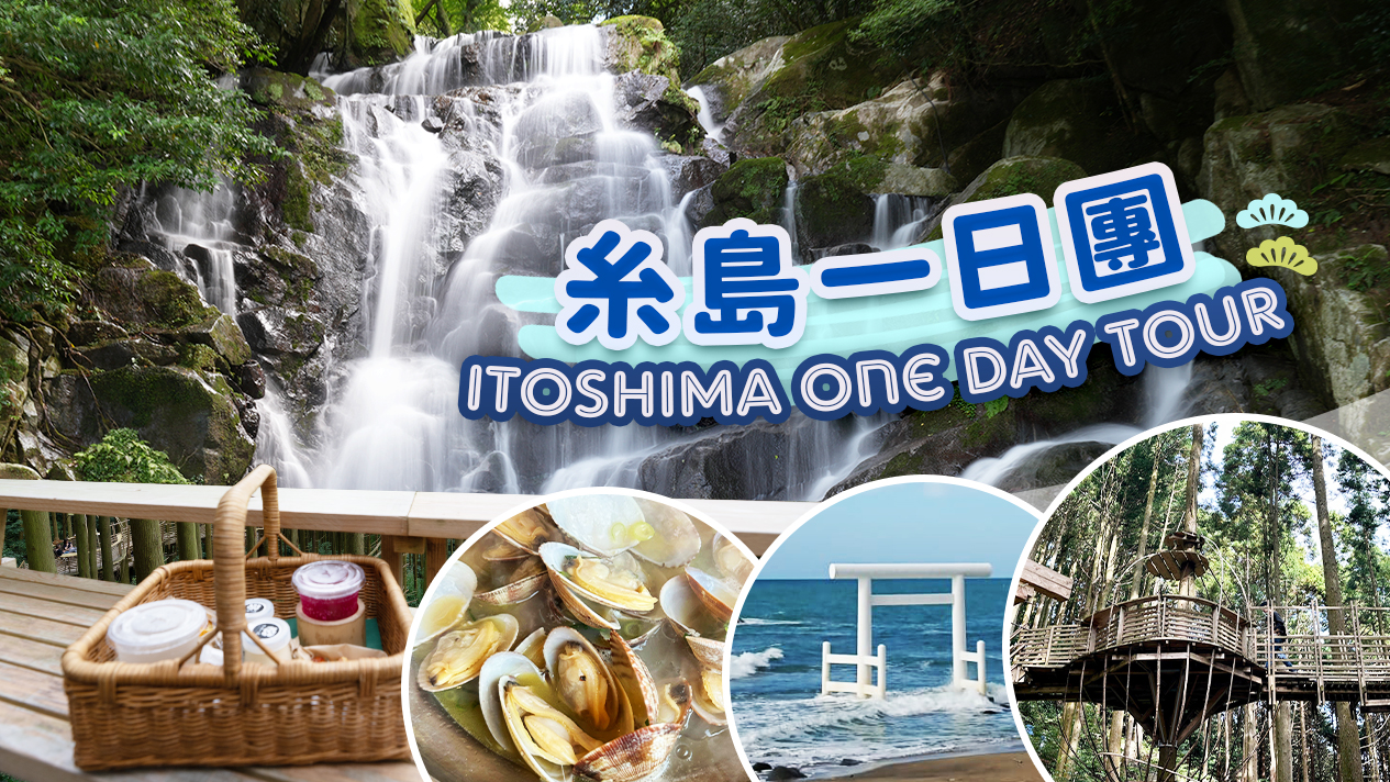 糸岛｜白丝瀑布＆森林咖啡＆烧海鲜&手工花盐布丁＆樱井二见浦＆天使之翼＆椰子树秋千 一日游（博多站出发）