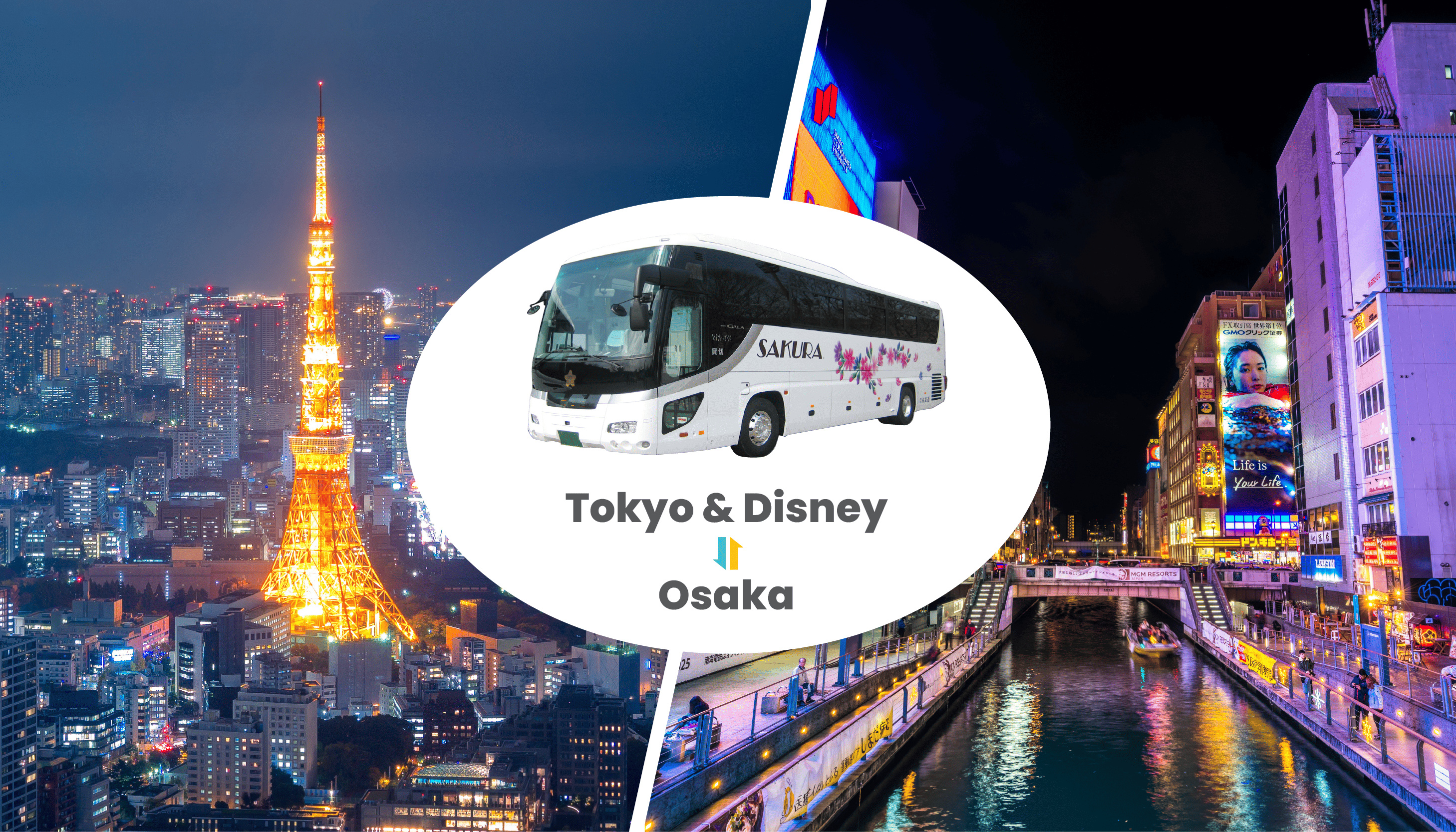 东京及迪士尼区域 - 大阪夜间巴士
