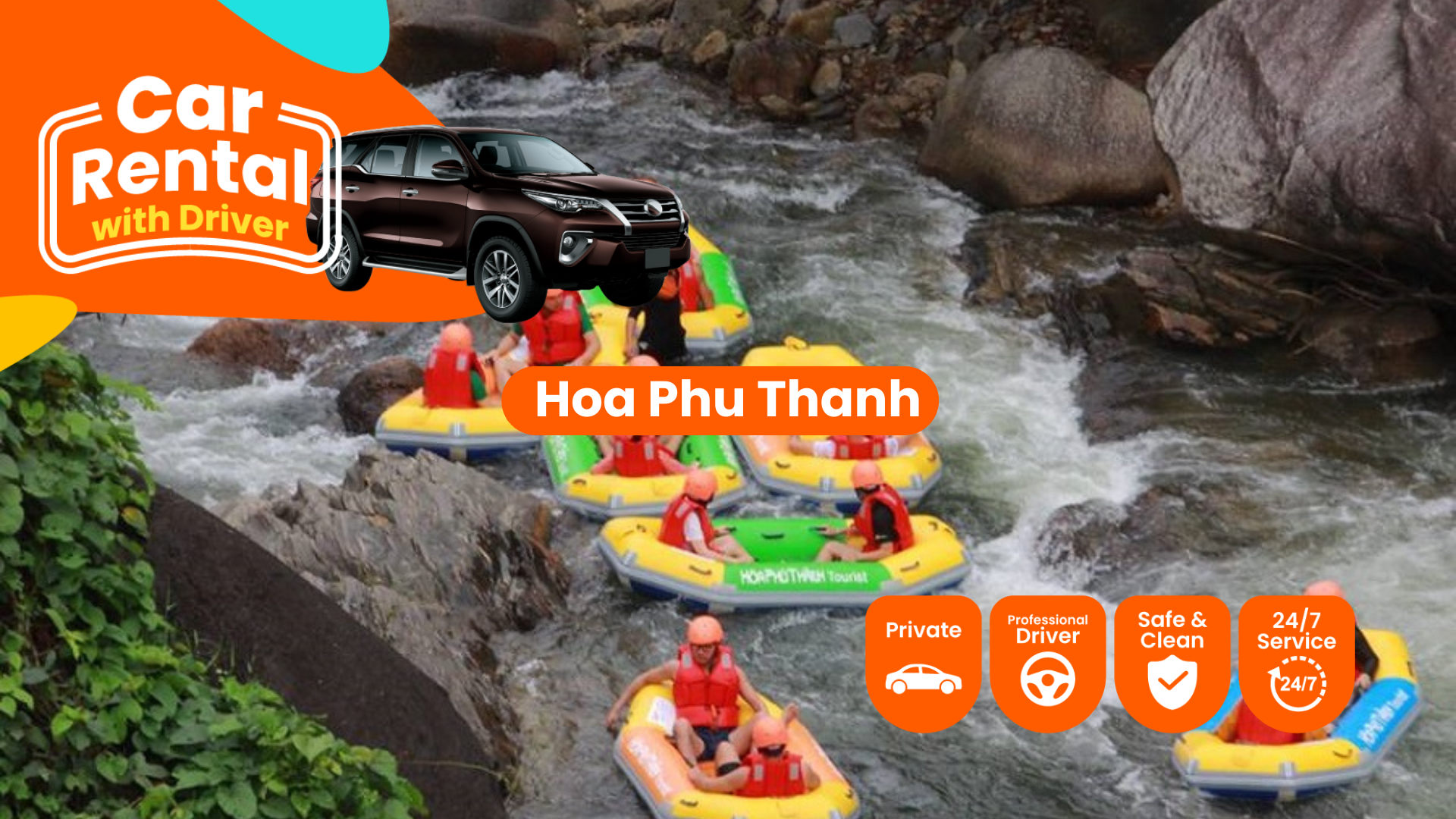 岘港 (Da Nang) 私人接送前往和平省 (Hoa Phu Thanh) 旅游区