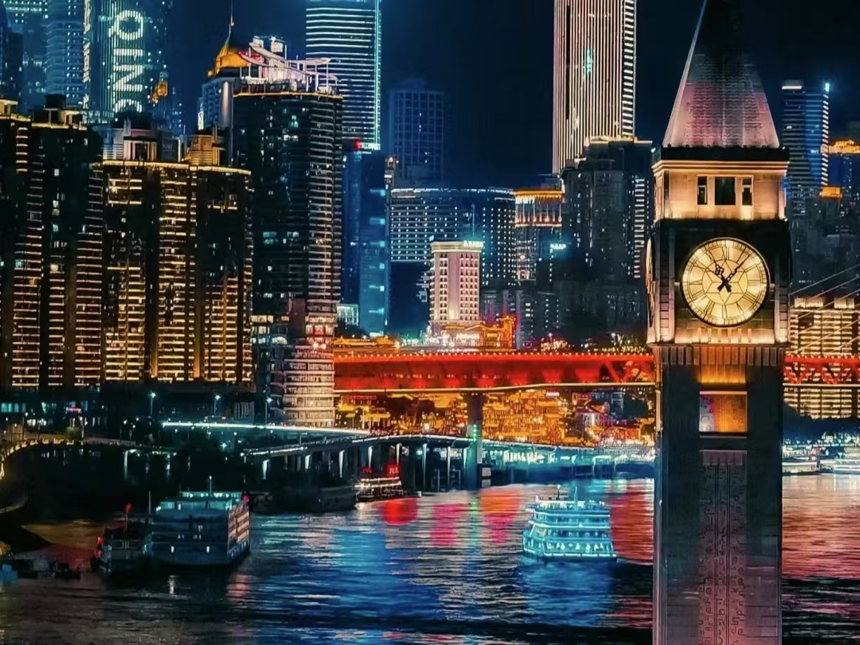 重庆天空之城 俯瞰8D魔幻都市•私家团半日游（俯瞰苏家坝立交+南滨路钟楼+两江游船）