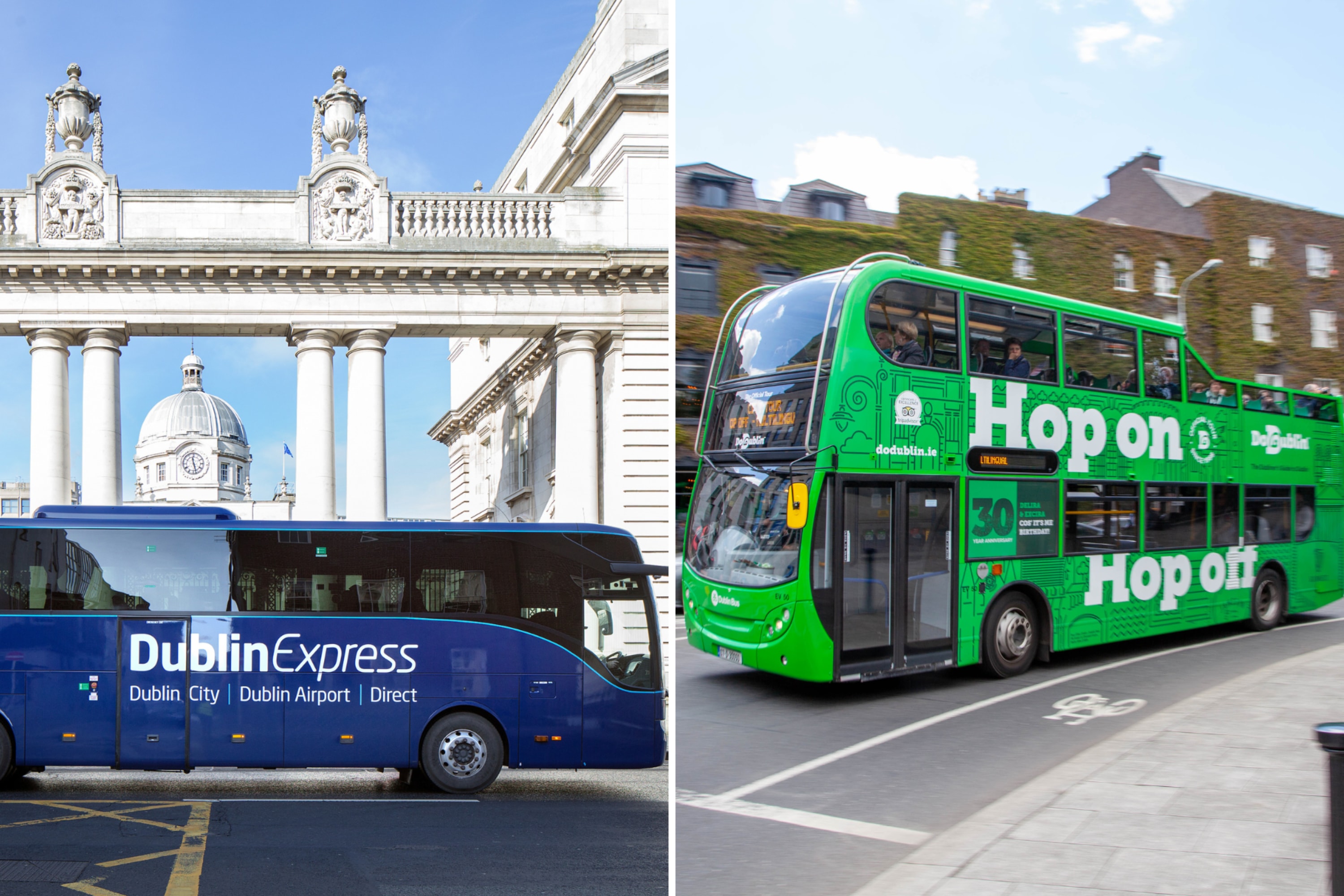 都柏林快线机场接送与都柏林随上随下观光巴士