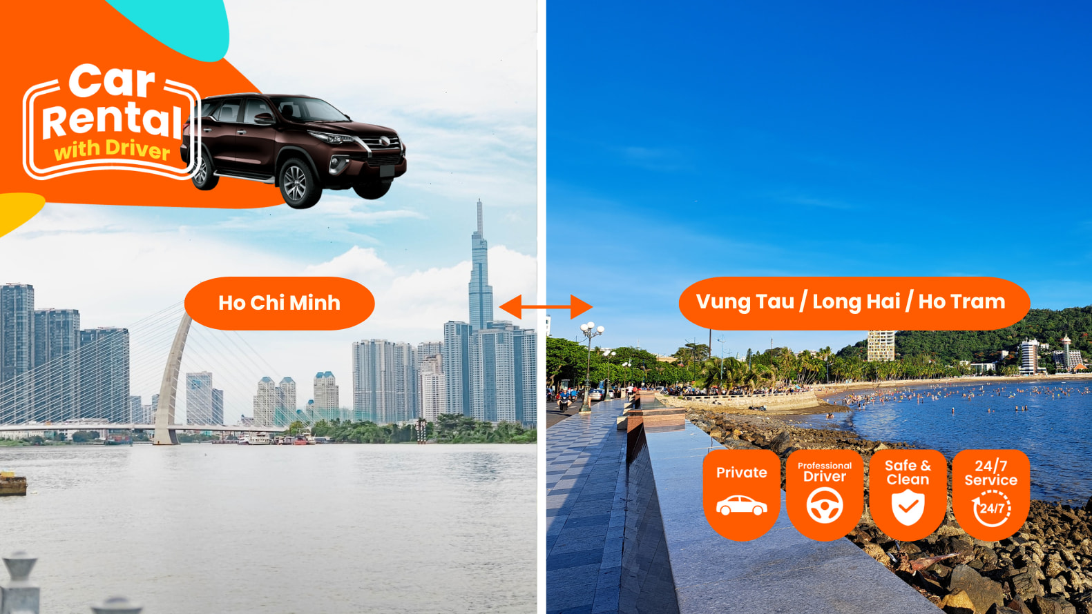 胡志明市租车含司机前往头顿 / Hồ Tràm / 隆海