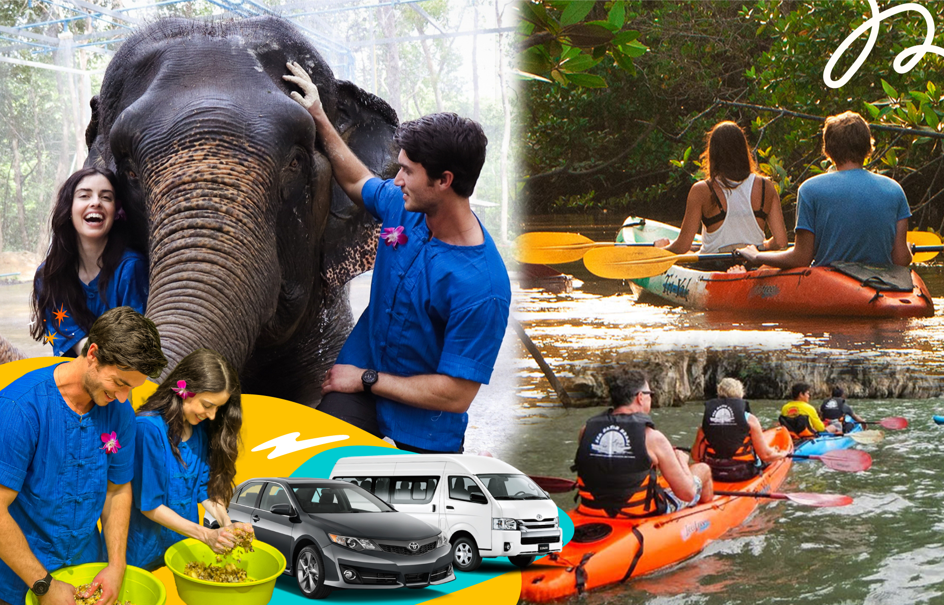 喀比：红树林皮划艇 x 大象庇护所之旅（含私人接送）