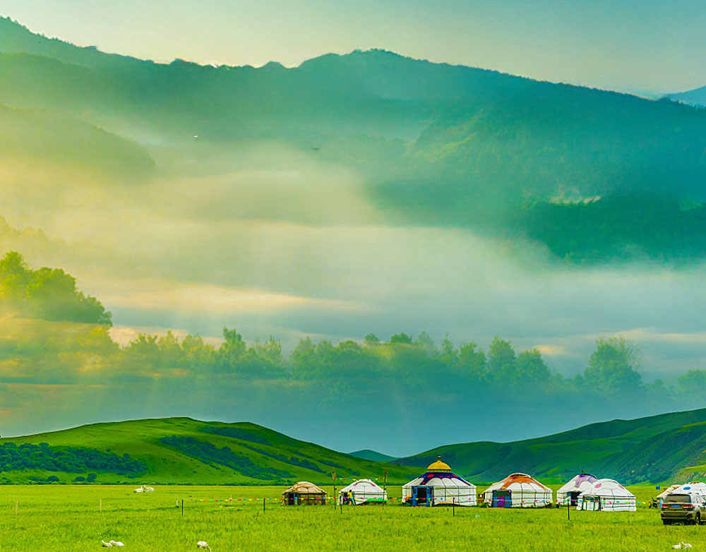 内蒙呼伦贝尔的夏天6日（《那达慕·马之舞》+黑山头骑马+拜访牧户+俄户歇茶+莫日格勒河+额尔古纳湿地+呼伦湖+白桦林+186彩带河）