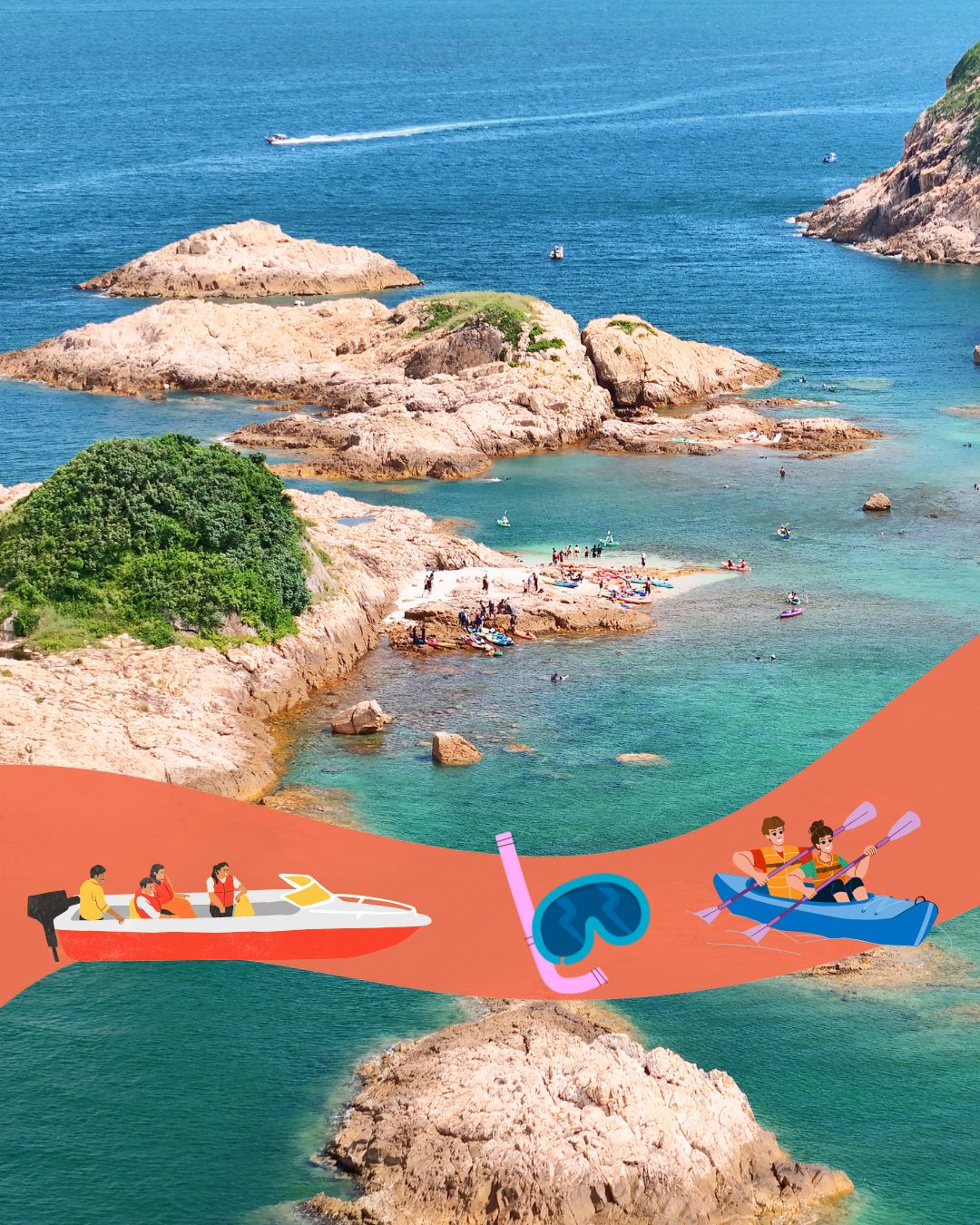 小坑口｜独木舟租借 | 绿蛋岛畅玩3小时(包浮潜镜)