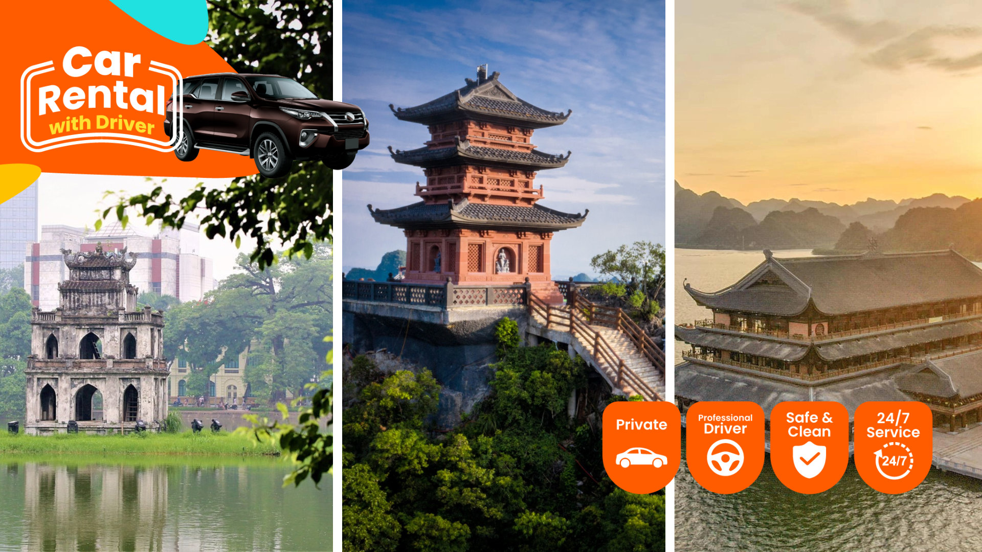 河内租车含司机前往Tam Chuc和Dia Tang Phi Lai佛塔