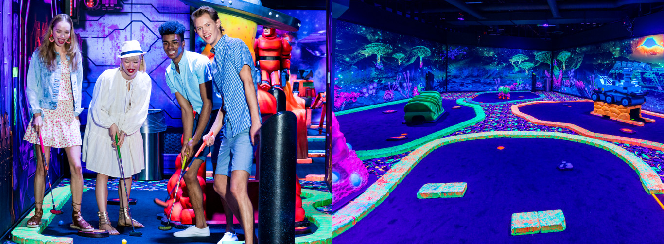 新泽西州黑光迷你高尔夫球场体验