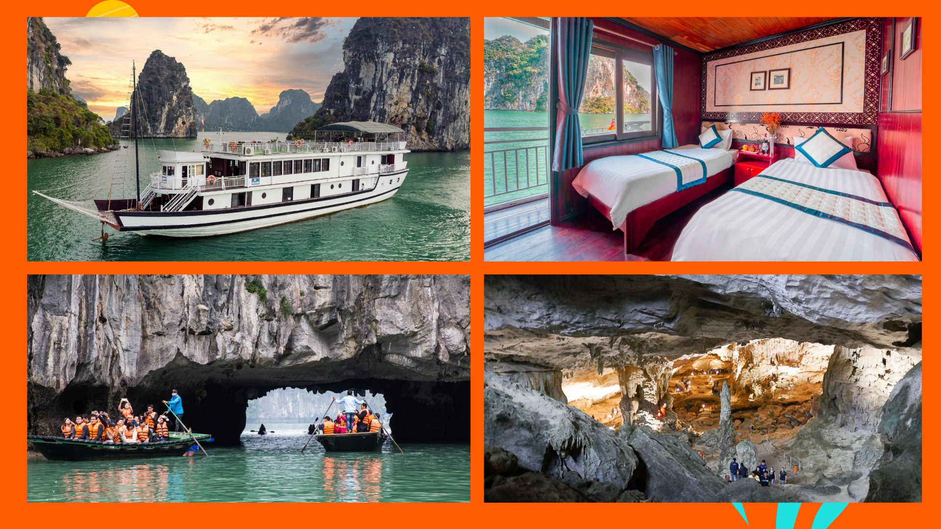 【路线2】下龙湾2天1夜游船之旅（含日落派对）- Sunlight Cruise 提供