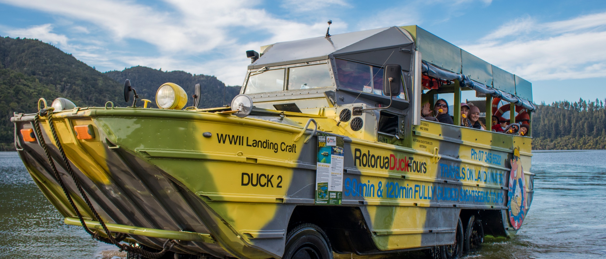 罗托鲁瓦塔拉威拉水陆两栖鸭子船观光之旅