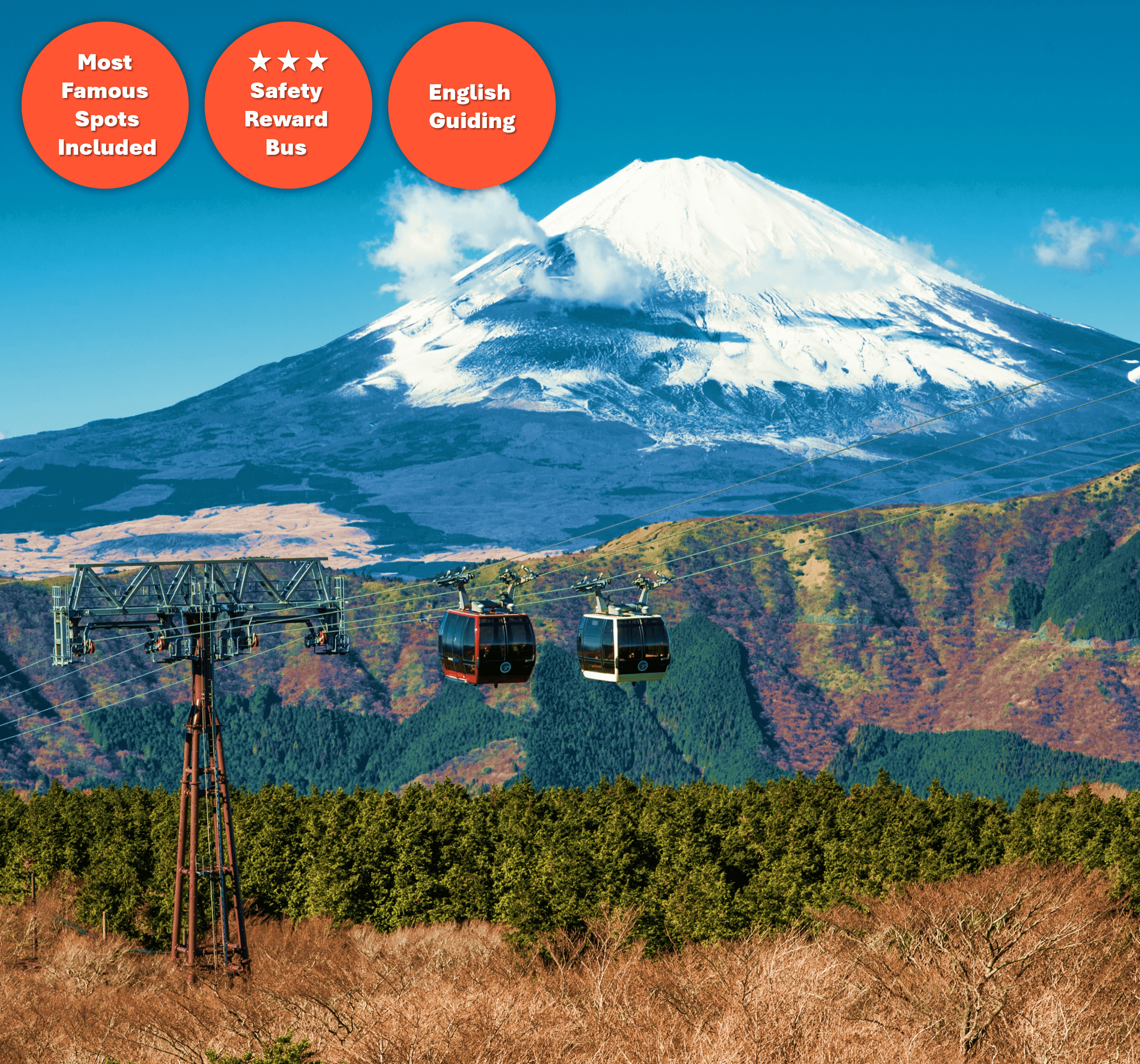 箱根 & 富士游轮 & 缆车 & 大涌谷一日游（东京出发）