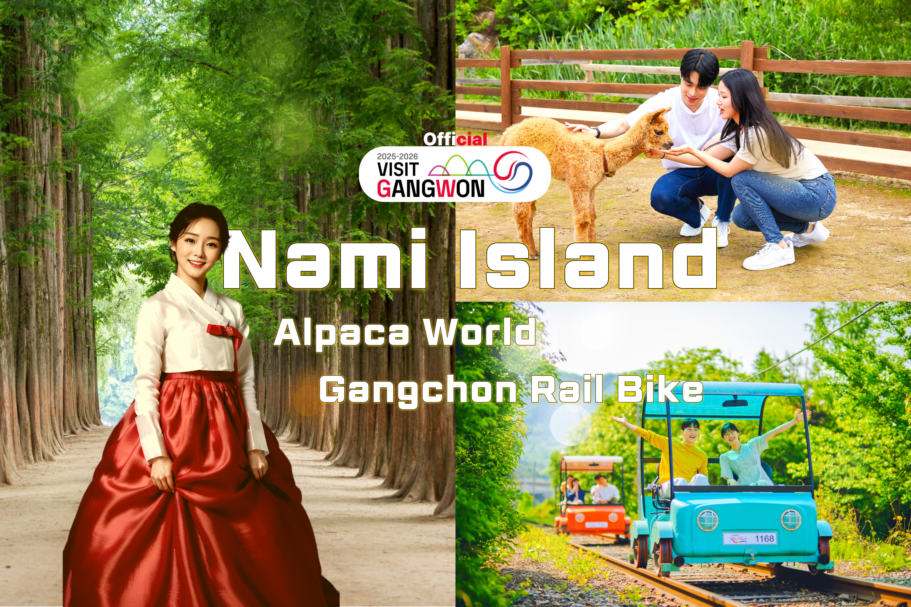 南怡岛/羊驼/铁道自行车/小法国村/晨静树木园一日游